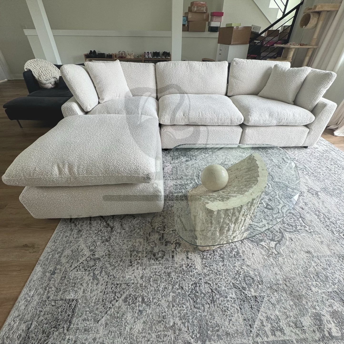 LUX 4 PIECE CLOUD COUCH - SAND BOUCLE