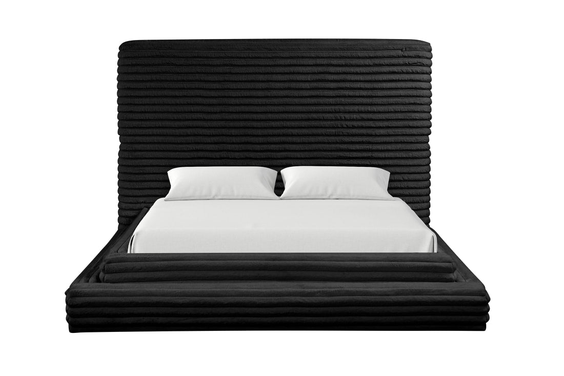 Mariah Black Platform Bed - Queen, King