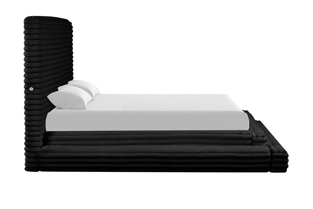 Mariah Black Platform Bed - Queen, King