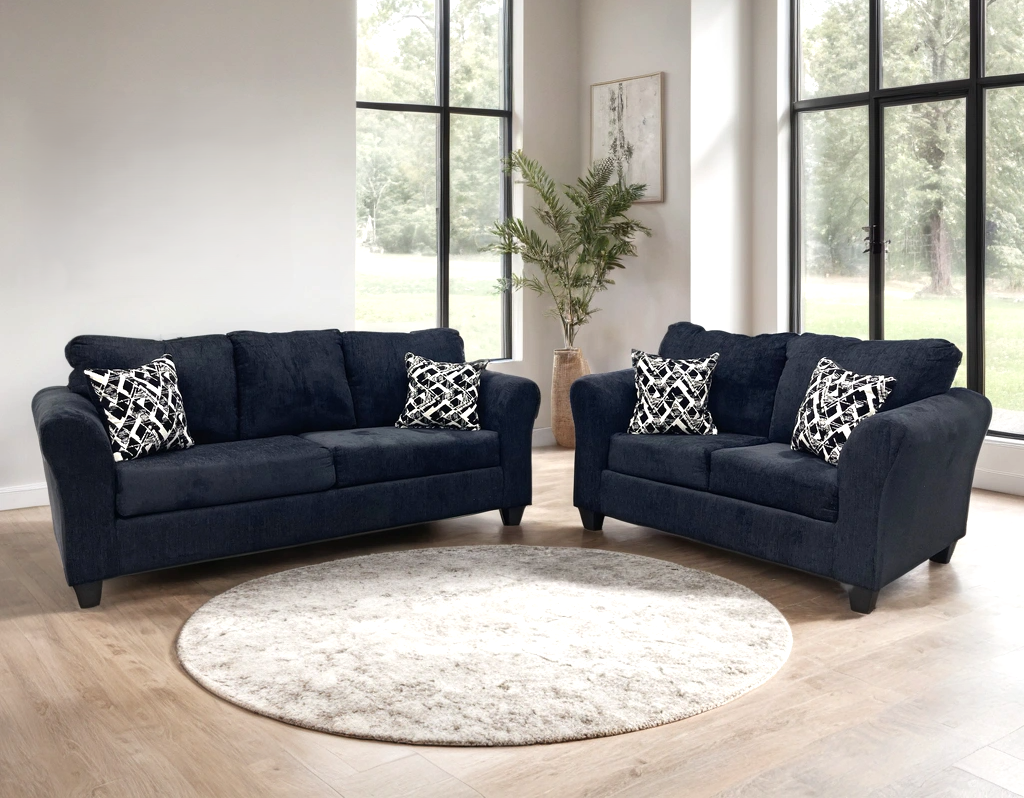 210 BLACK - 2PC Sofa and Loveseat Set **NEW ARRIVAL**