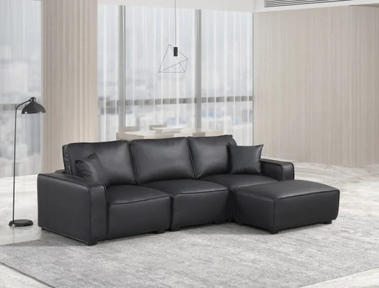 Black Leather Modular Couch