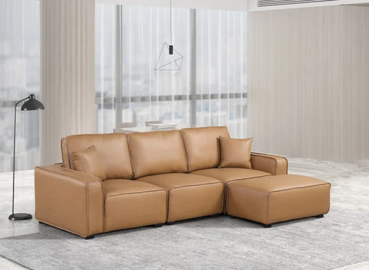 Saddle Leather Modular Couch