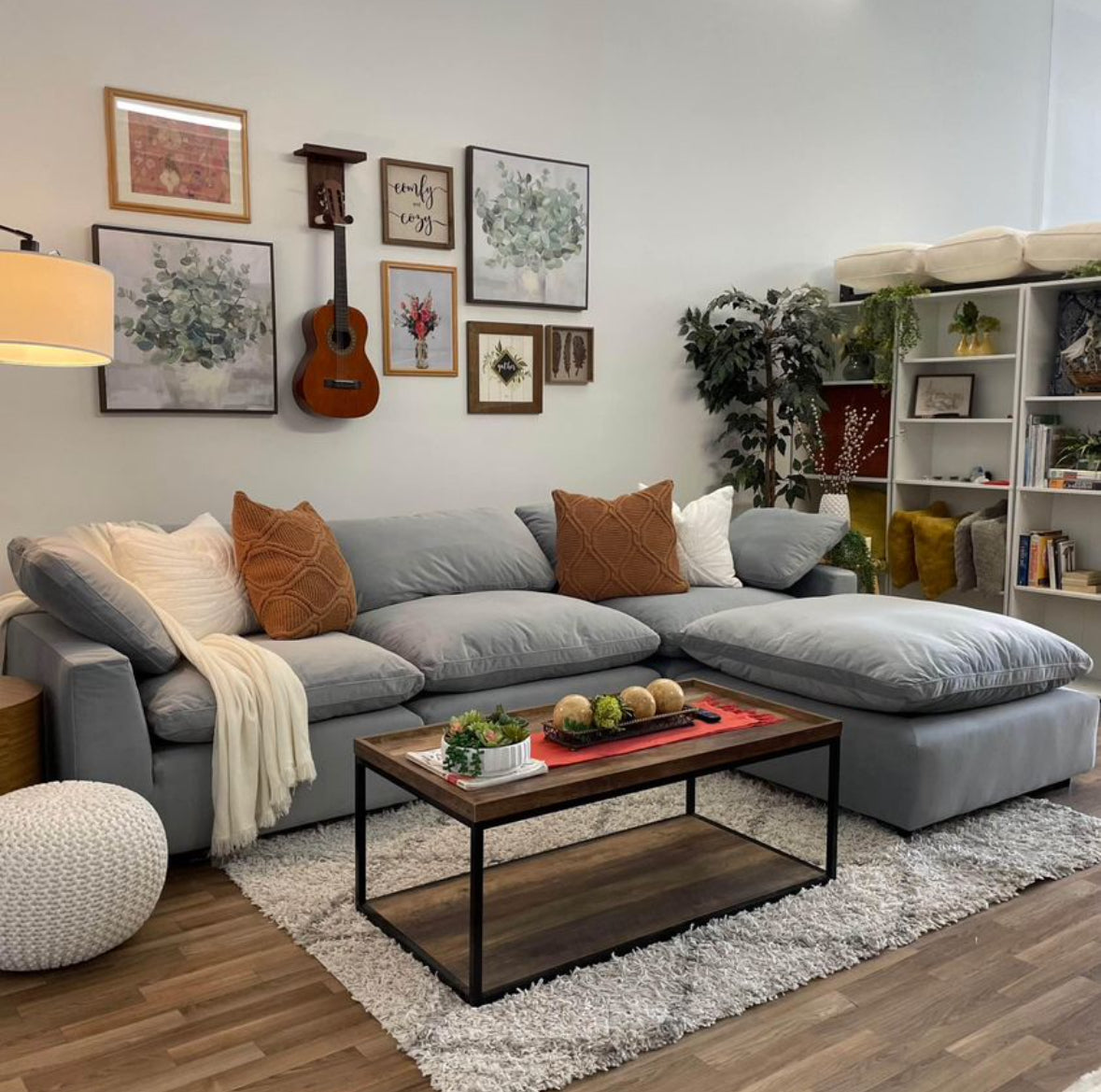 LUX 4 PIECE CLOUD COUCH - GRAY VELVET