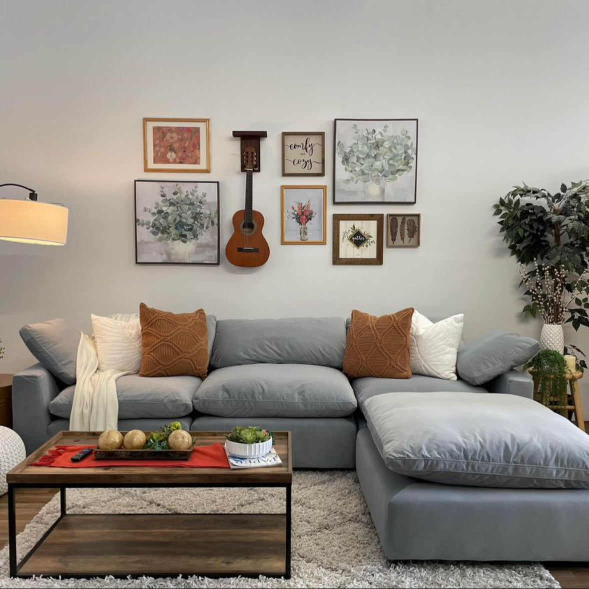 LUX 4 PIECE CLOUD COUCH - GRAY VELVET