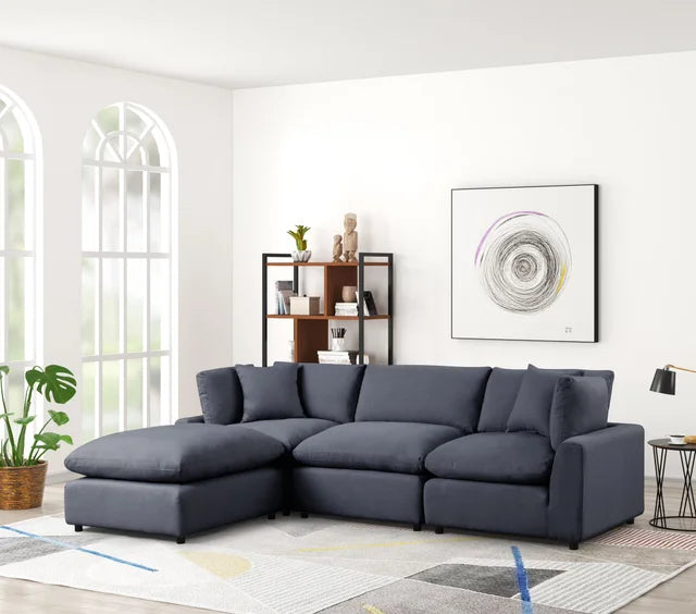 Linen Sectional Sofa | Lux 4 Piece Cloud Couch| King Gallery Furniture