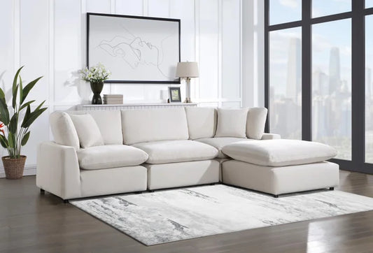 Velvet Sectional Sofa |Lux 4 Piece Cloud Couch| King Gallery Furniture