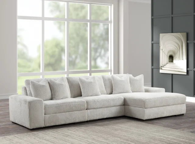 L Shaped Couch | Off White 3 Piece L-Sofa | King Gallery Furniture