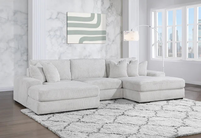 Double Chaise Sleeper Sectional - Off White | King Gallery Furniture