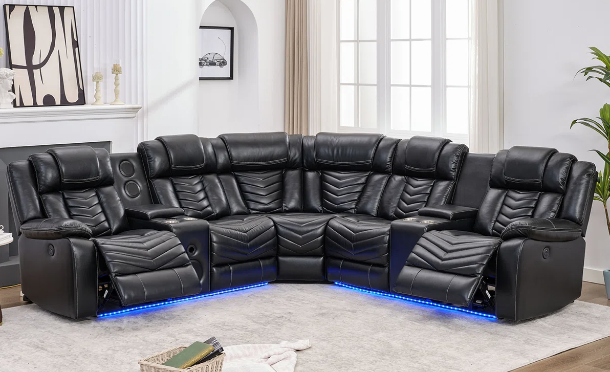 ACE26 Black Reclining Sectional **NEW ARRIVAL**