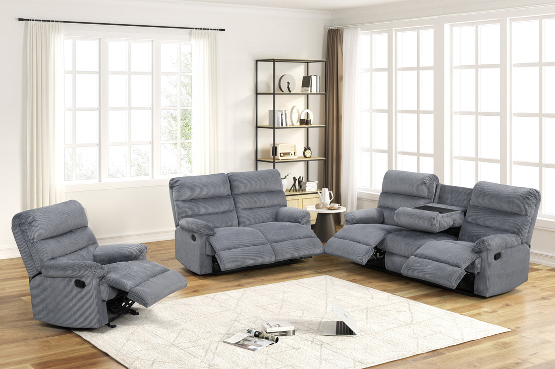 Albert 3PC Reclining Set - Gray Fabric