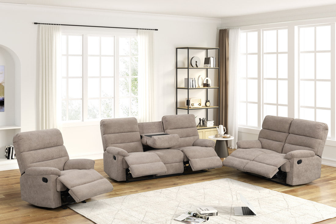 Albert 3PC Reclining Set - Mocha Performance Fabric