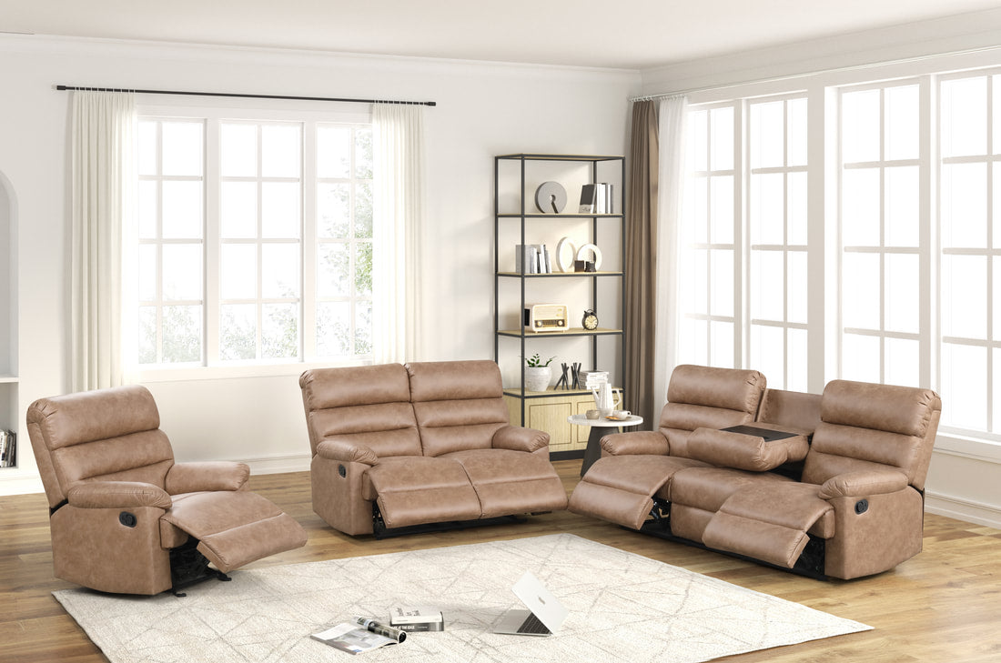 Albert 3PC Reclining Set - Saddle Palomino
