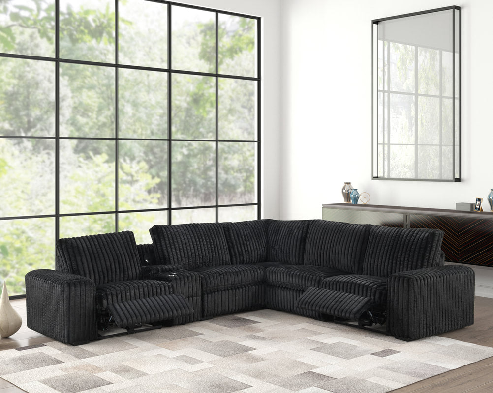 Amelia Black Power Reclining Sectional (w/ Bluetooth Speakers) (ETA 10/23)