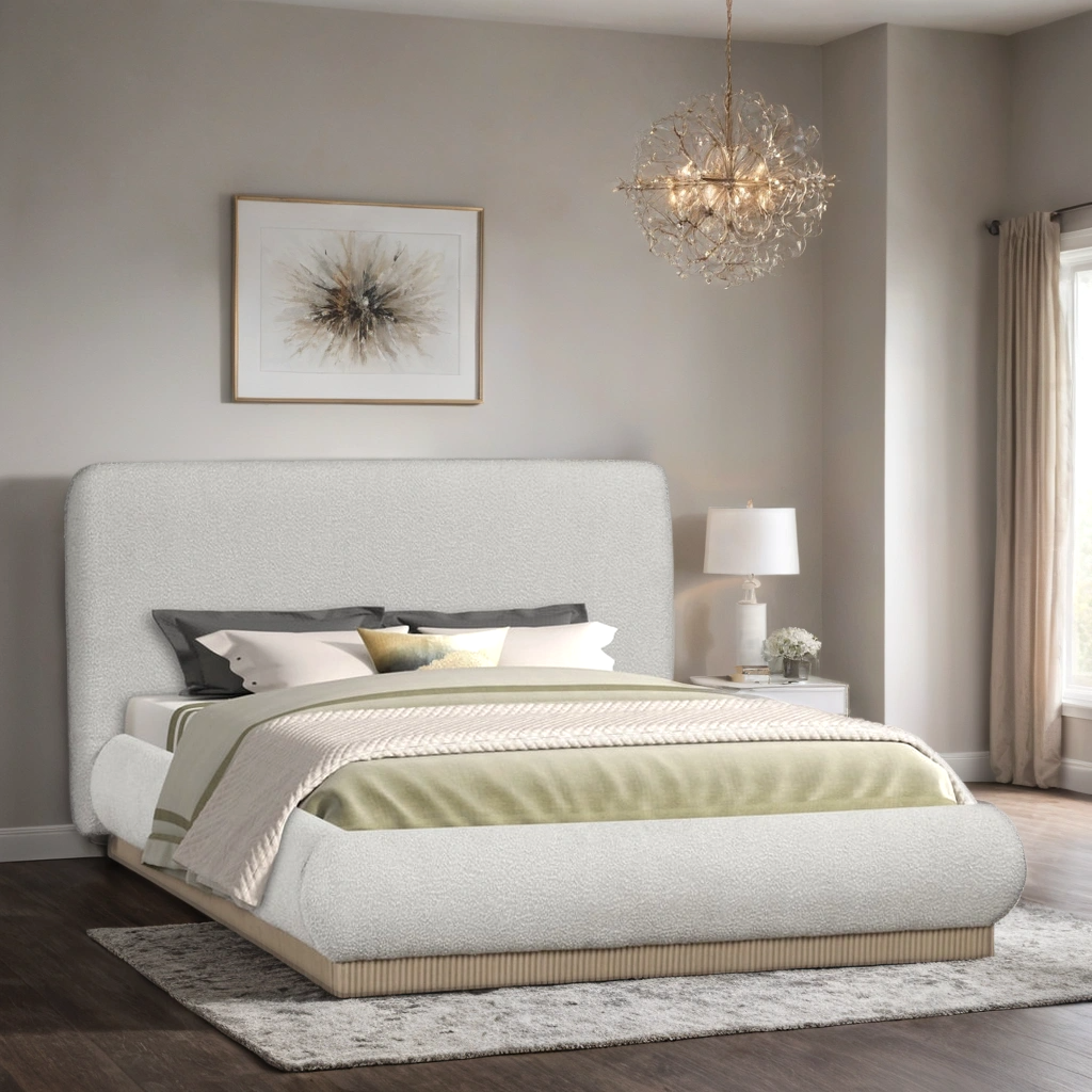 Annie Beige Platform Bed - Queen, King