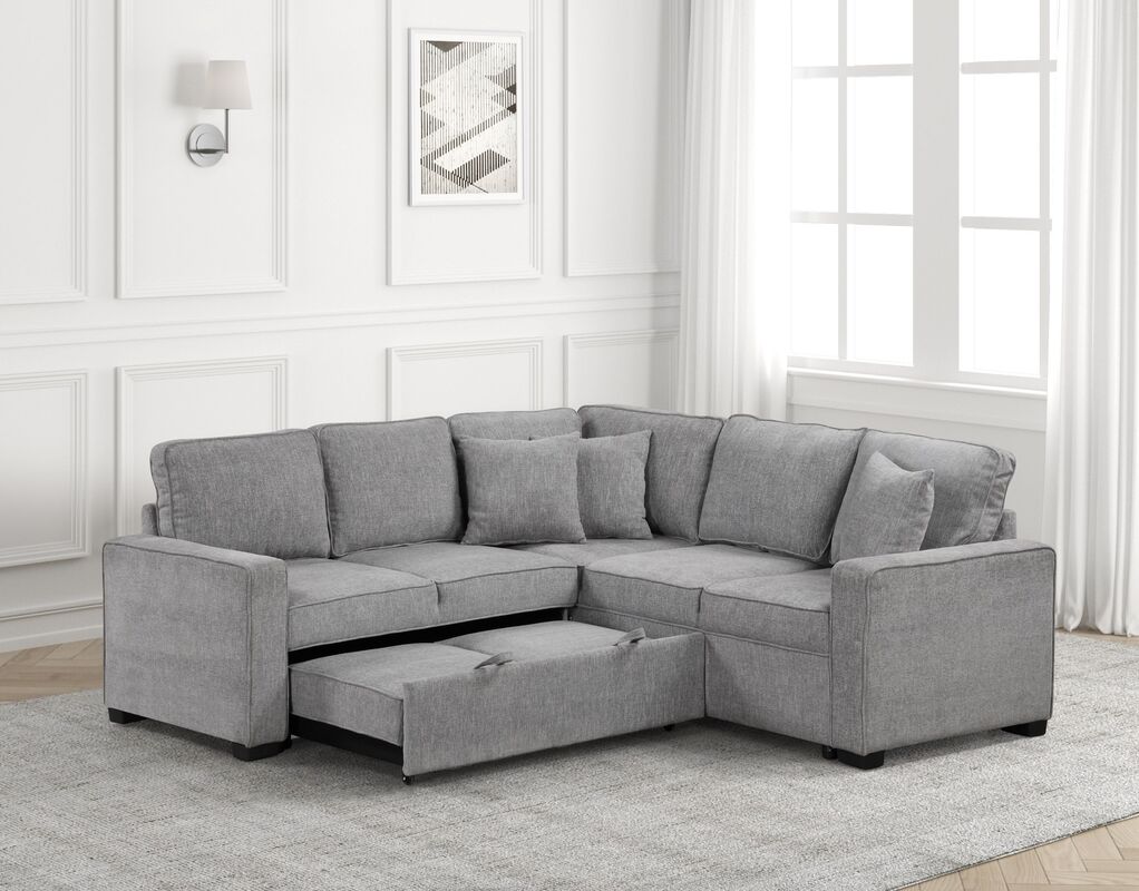 Ariel Gray Sectional With Pull-Out Bed