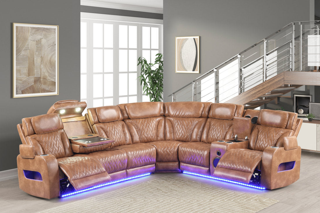 Barcelona Power Reclining Sectional - Brown