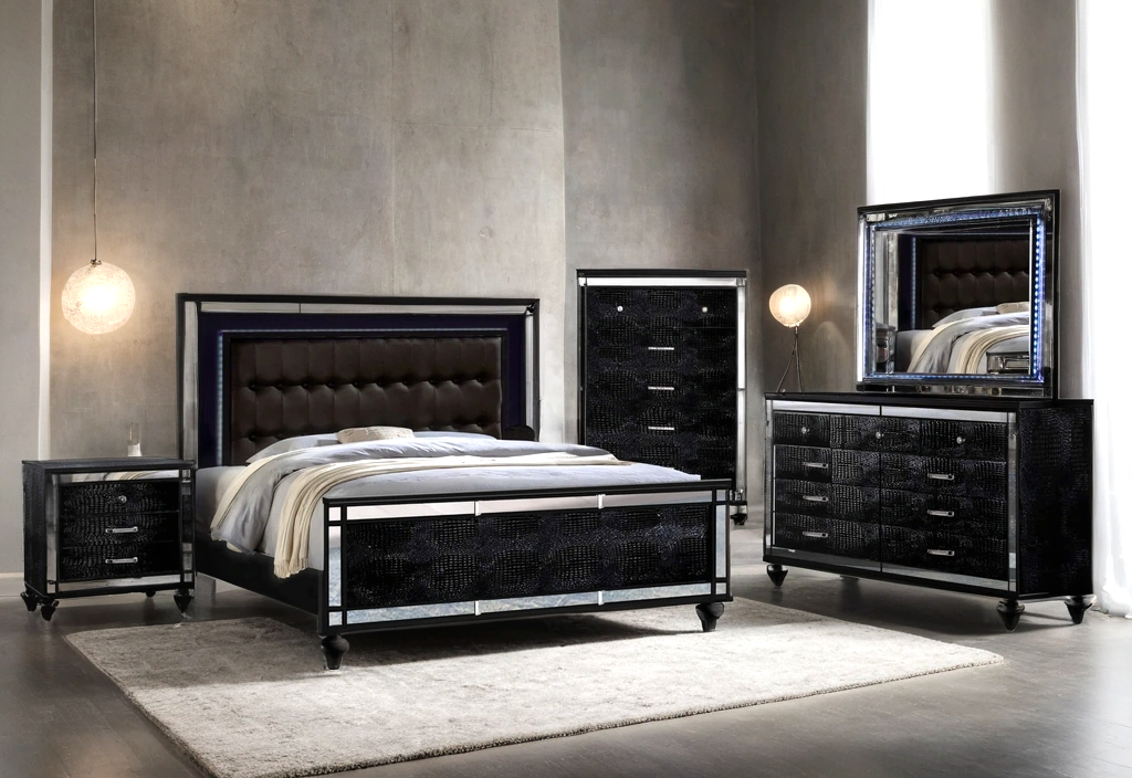 Blanca2 Black Bedroom Set Queen, King