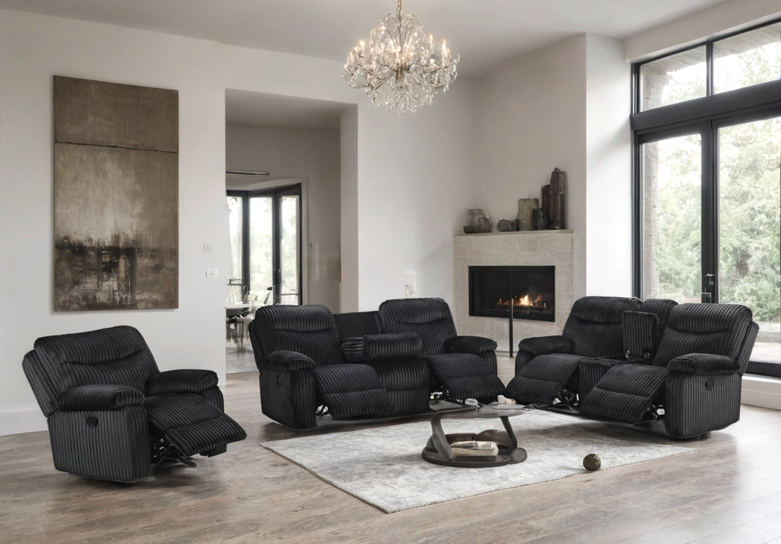 BRAVO - Black 3pc Reclining Set