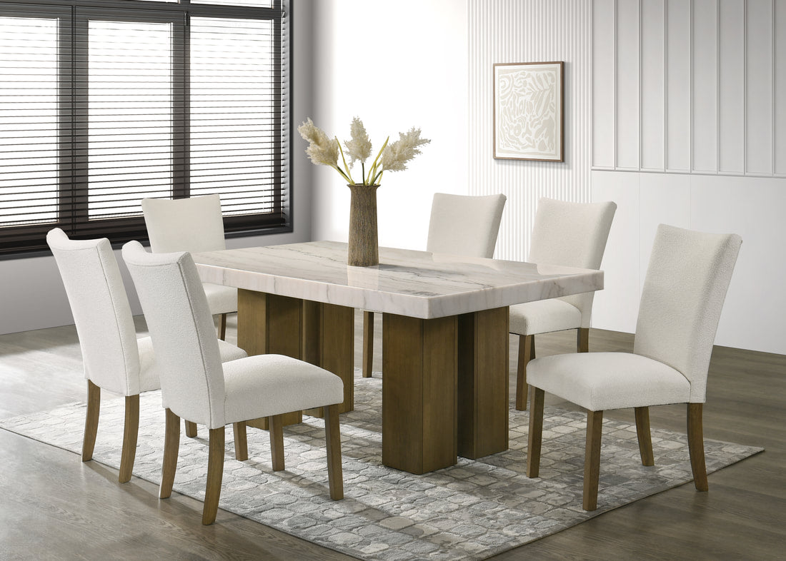 Capri10 - (GENUINE MARBLE) Table & 6-Chairs