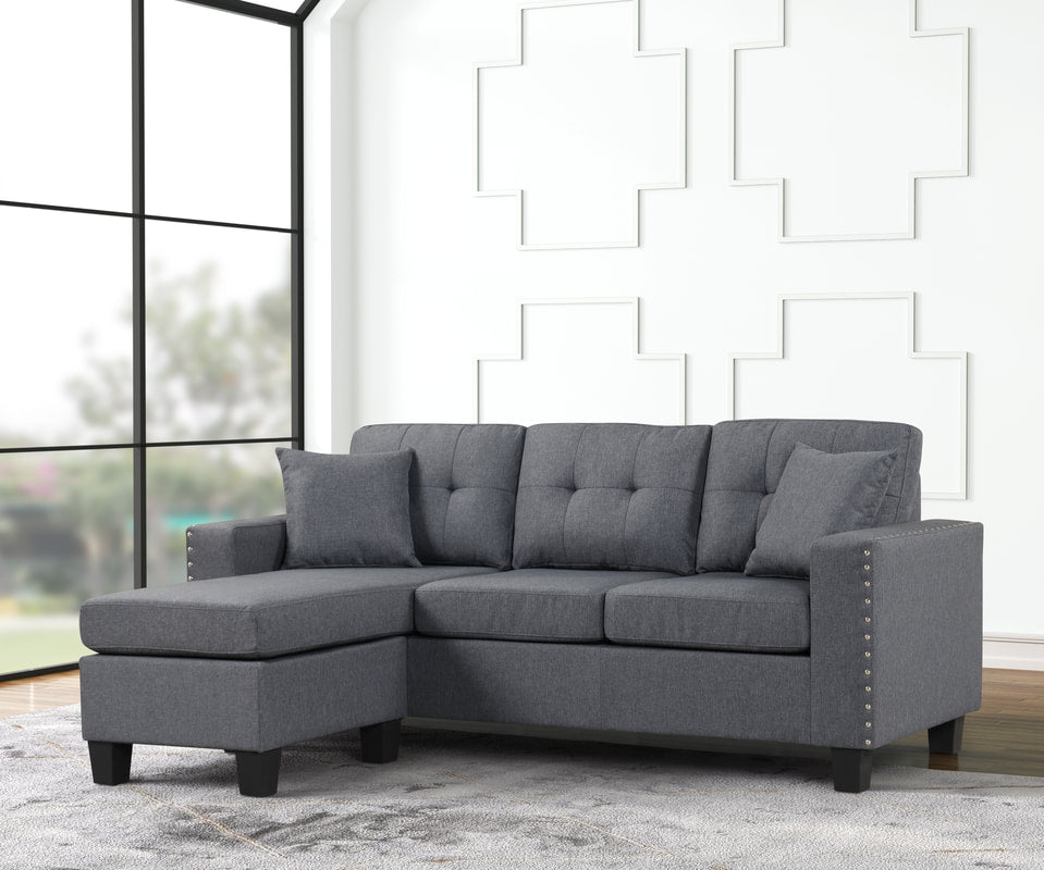 Cris Reversible 3 Seater L-Sectional - Dark Gray Linen
