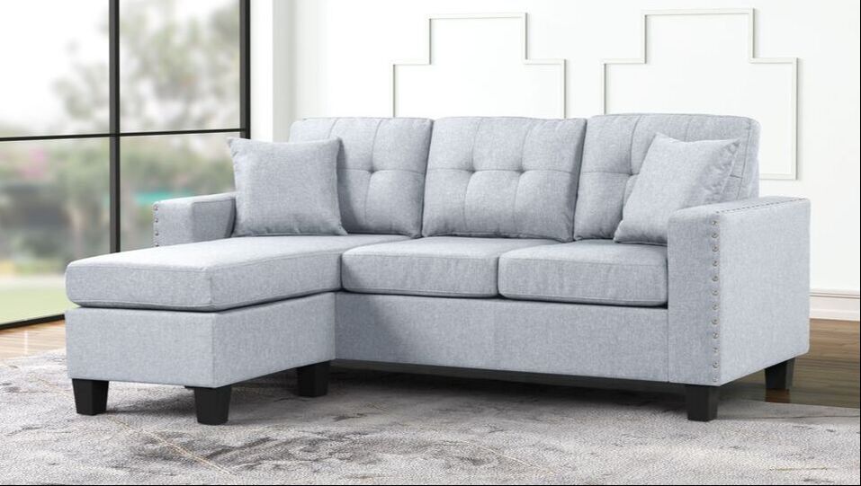 Cris Reversible 3 Seater L-Sectional - Light Gray Linen