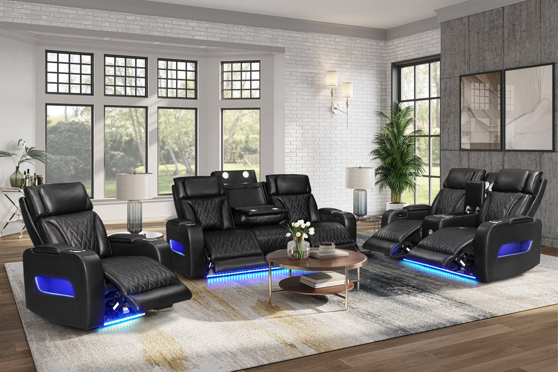 Dubai 3PC Power Reclining Set - Black
