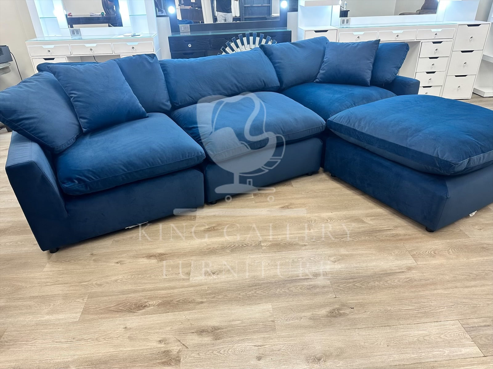 LUX 4 PIECE CLOUD COUCH - NAVY VELVET