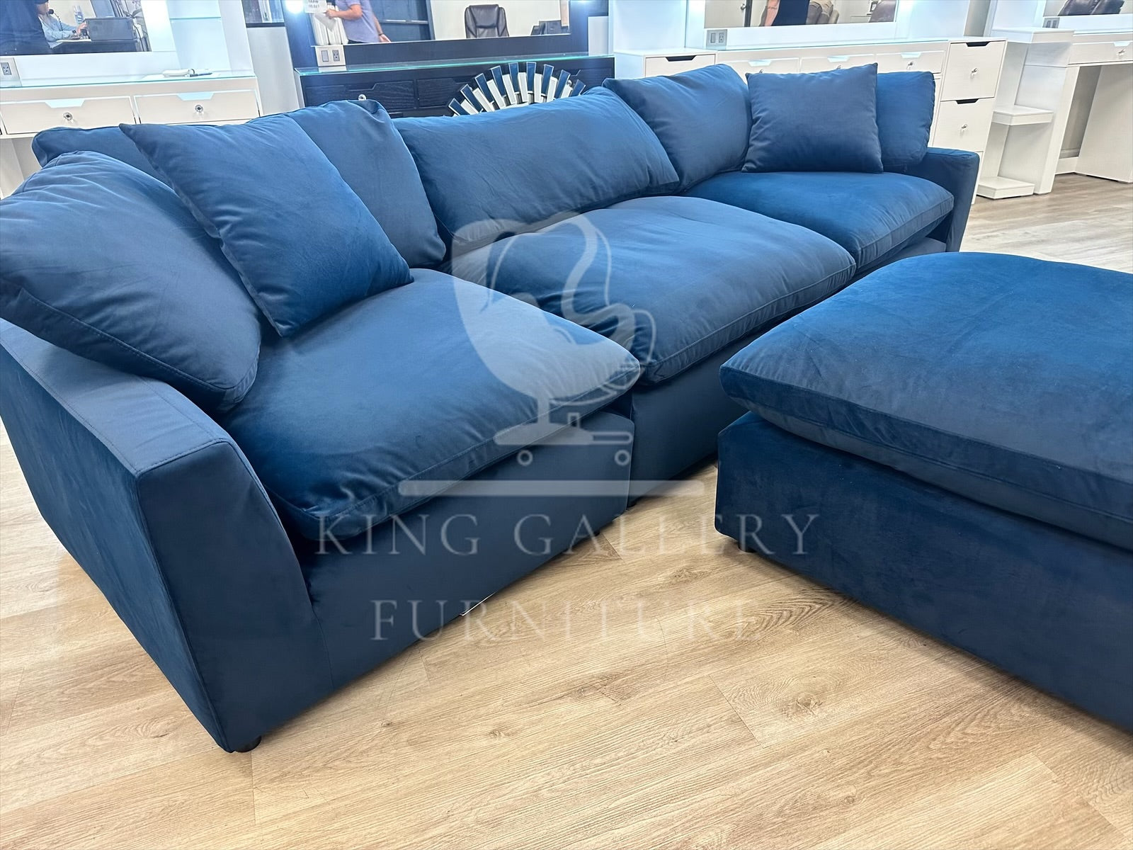 LUX 4 PIECE CLOUD COUCH - NAVY VELVET