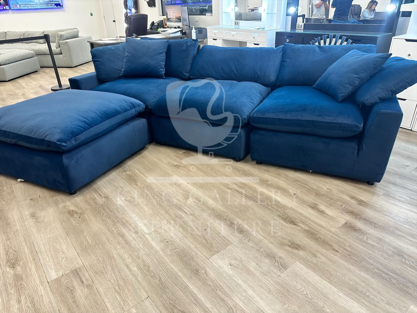 LUX 4 PIECE CLOUD COUCH - NAVY VELVET