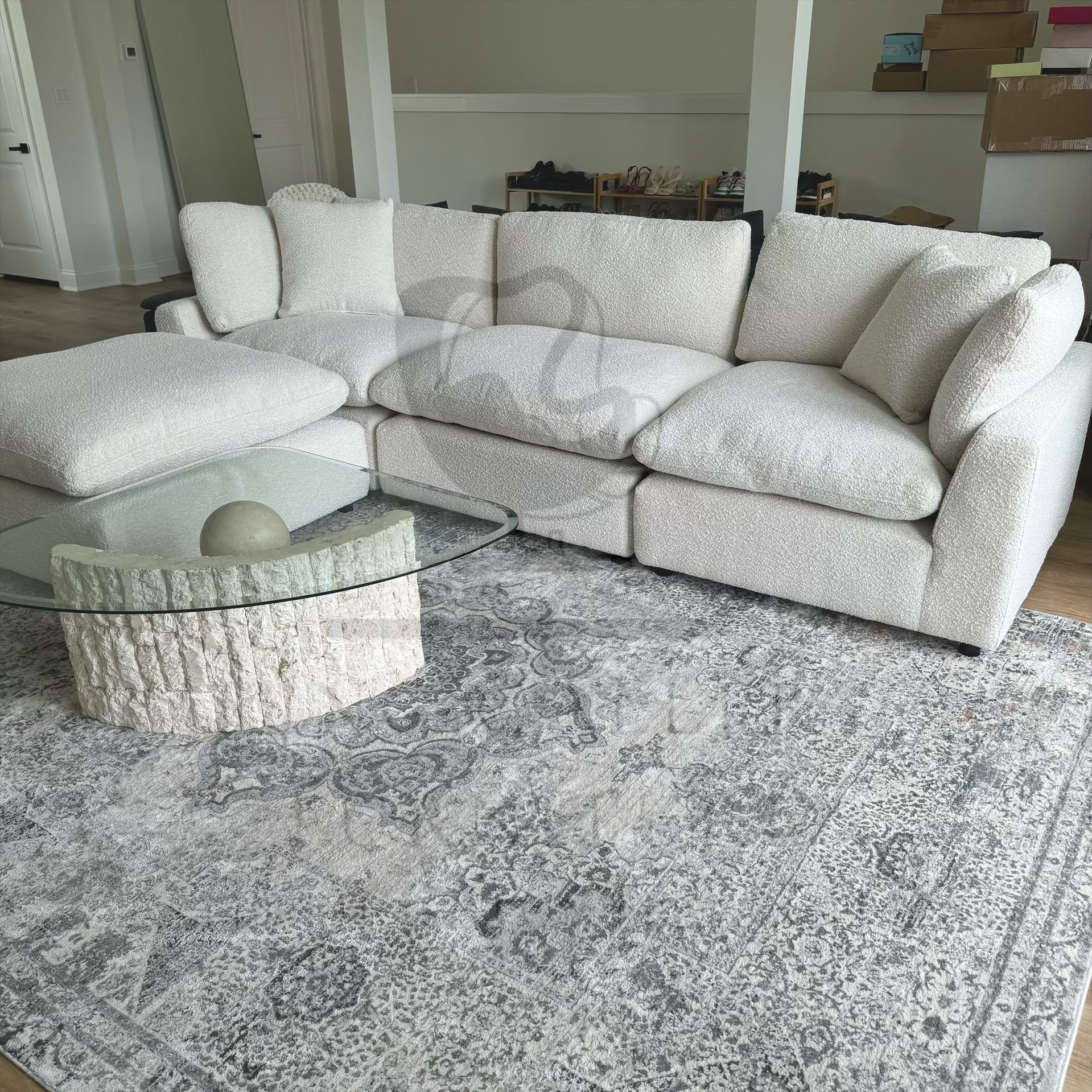 LUX 4 PIECE CLOUD COUCH - SAND BOUCLE