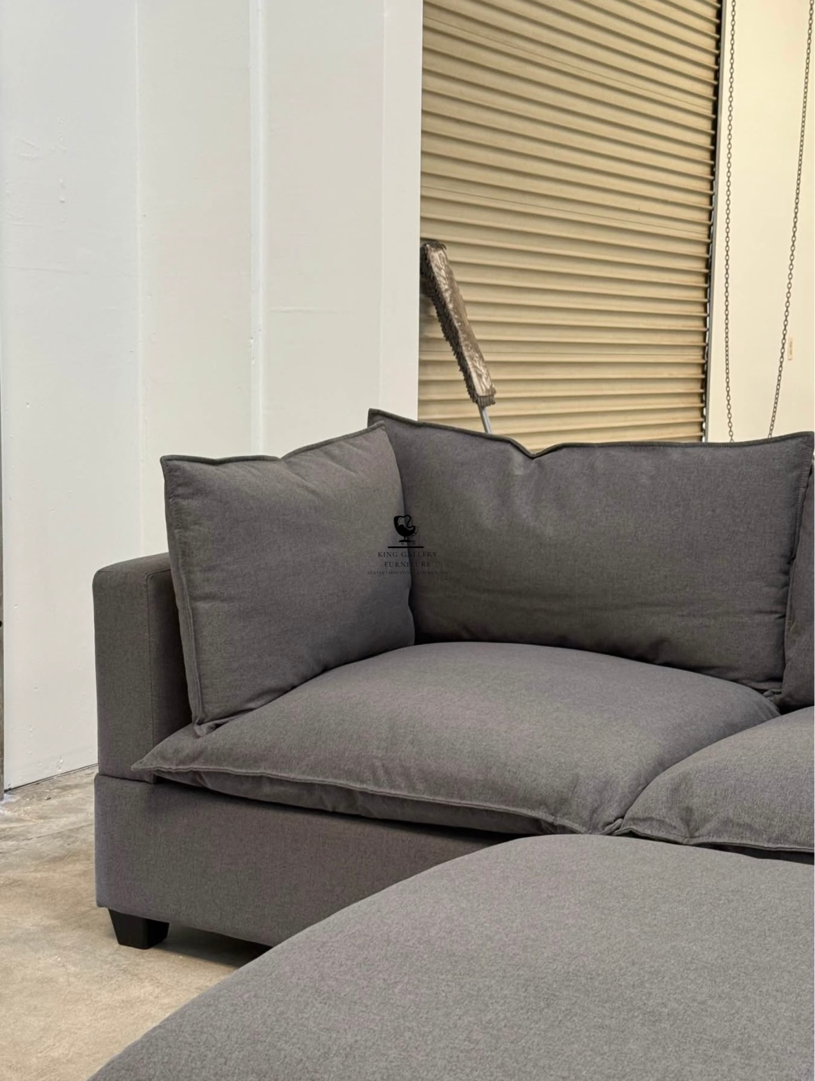 KOVA Cloud Modular Sectional w/ Storage Ottoman - Charcoal Gray Linen