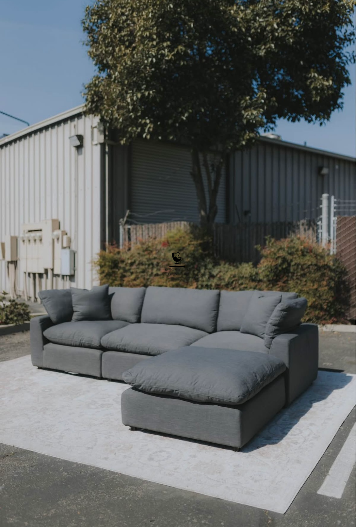 LUX 4 PIECE CLOUD COUCH - CHARCOAL LINEN