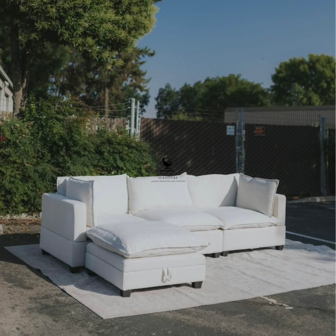 KOVA Cloud Modular Sectional w/ Storage Ottoman - Off White Boucle