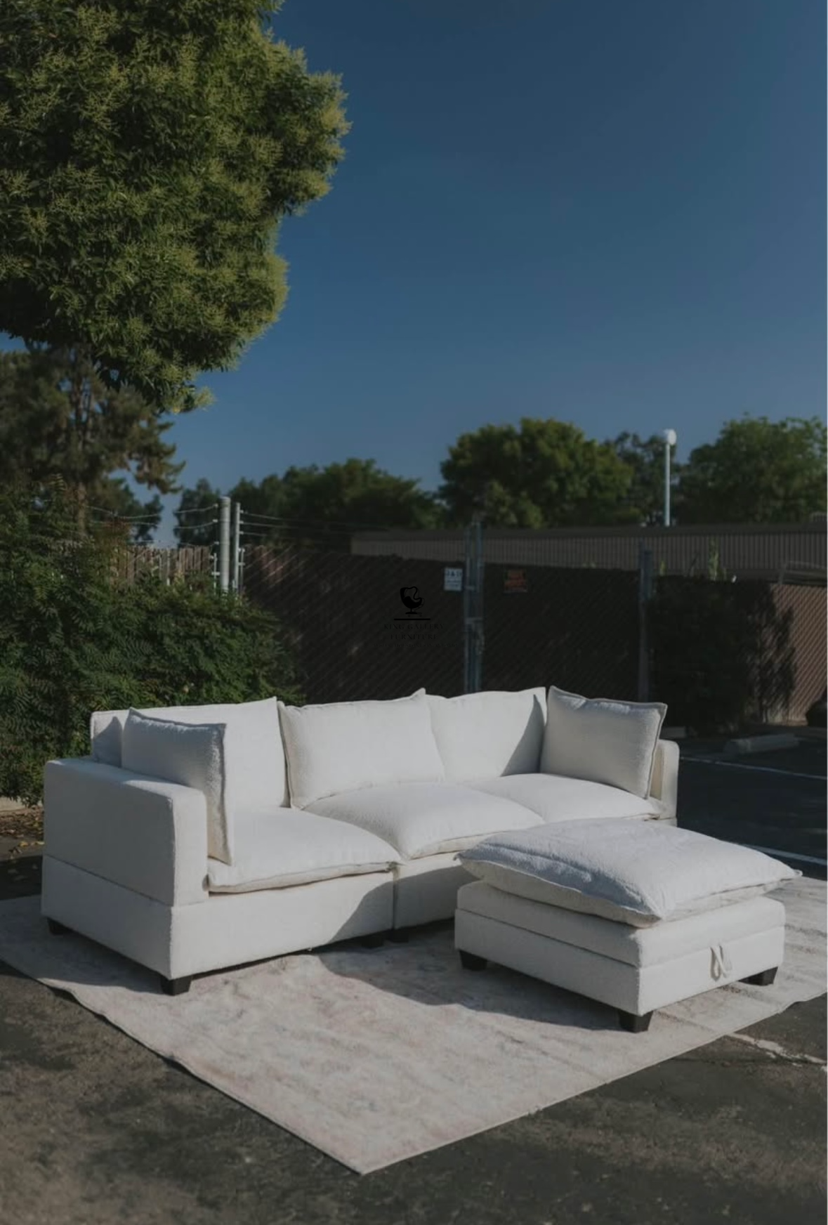 KOVA Cloud Modular Sectional w/ Storage Ottoman - Off White Boucle