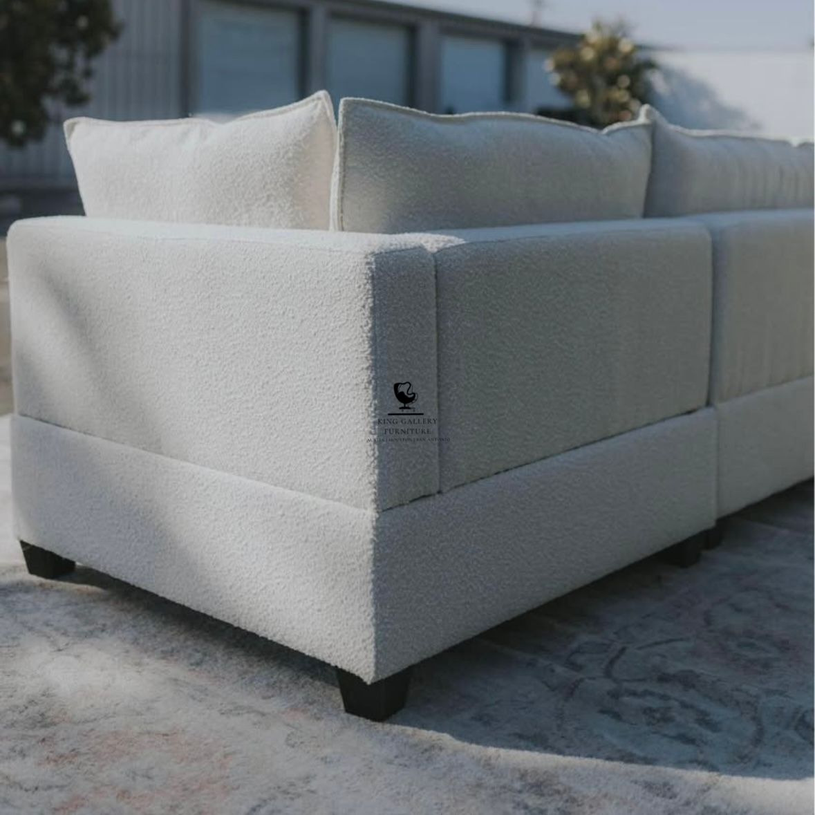 KOVA Cloud Modular Sectional w/ Storage Ottoman - Off White Boucle