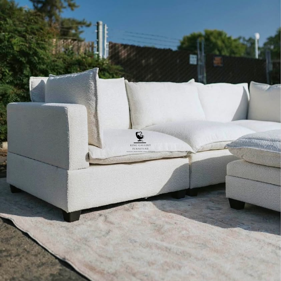 KOVA Cloud Modular Sectional w/ Storage Ottoman - Off White Boucle