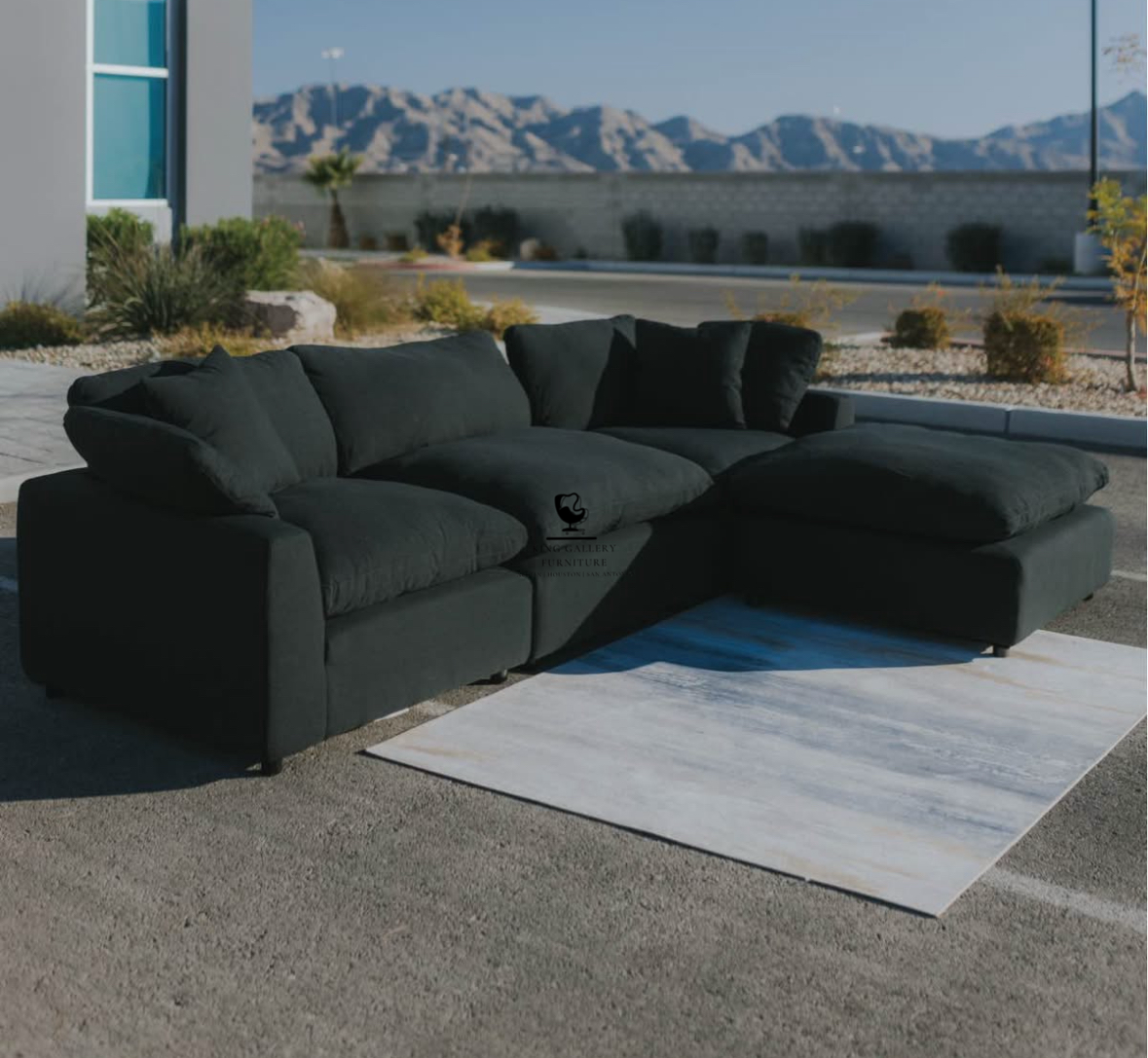 LUX 4 PIECE CLOUD COUCH - BLACK LINEN