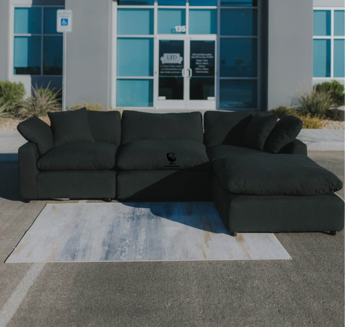 LUX 4 PIECE CLOUD COUCH - BLACK LINEN