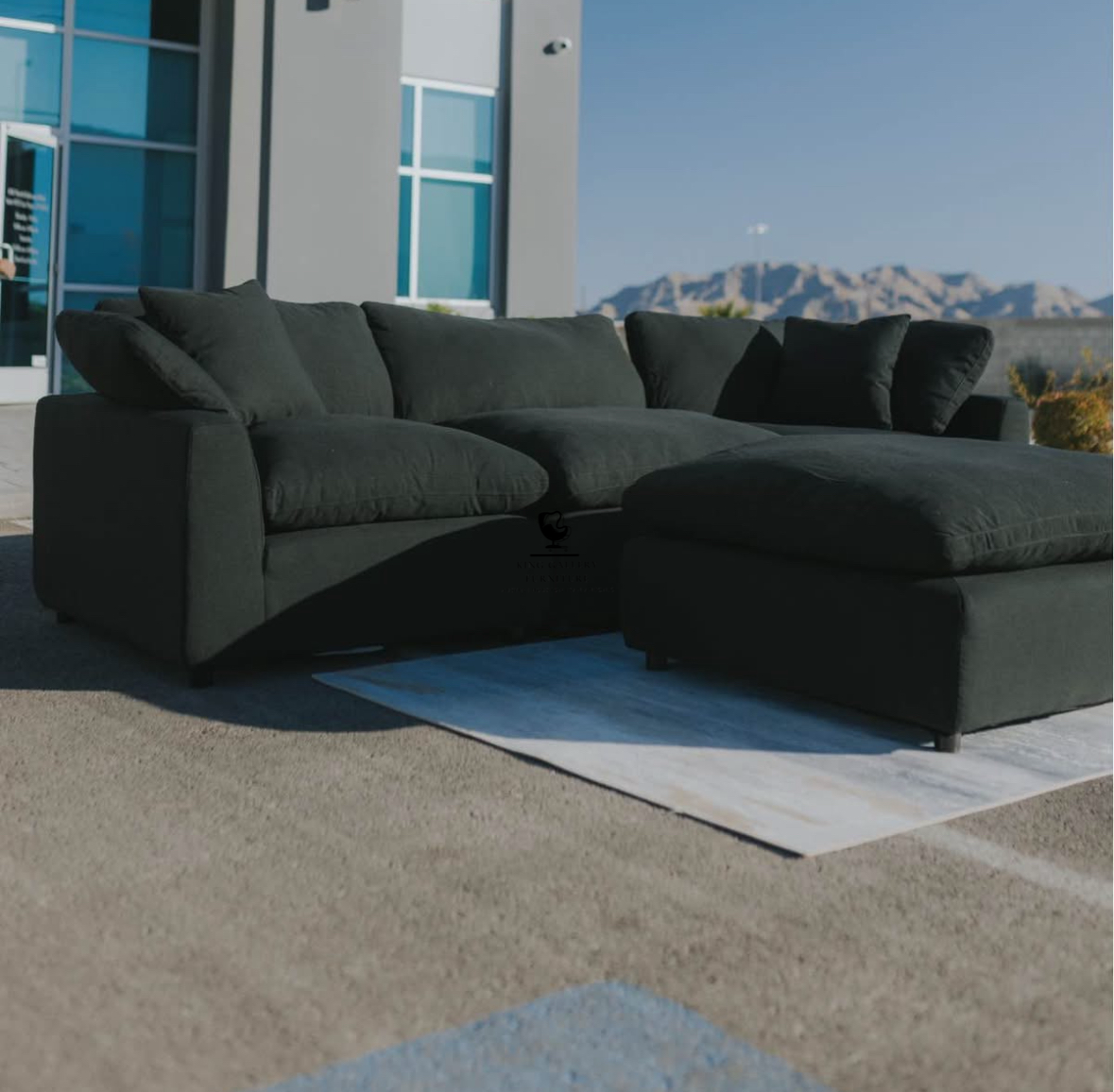 LUX 4 PIECE CLOUD COUCH - BLACK LINEN