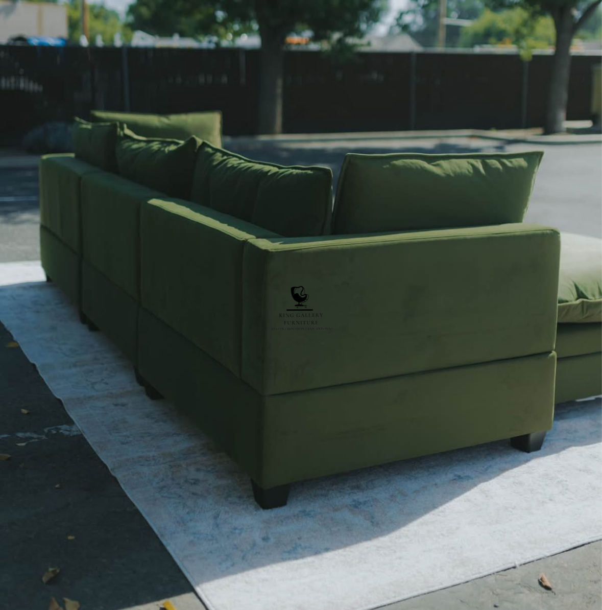 KOVA Cloud Modular Sectional w/ Storage Ottoman - Olive Green Velvet