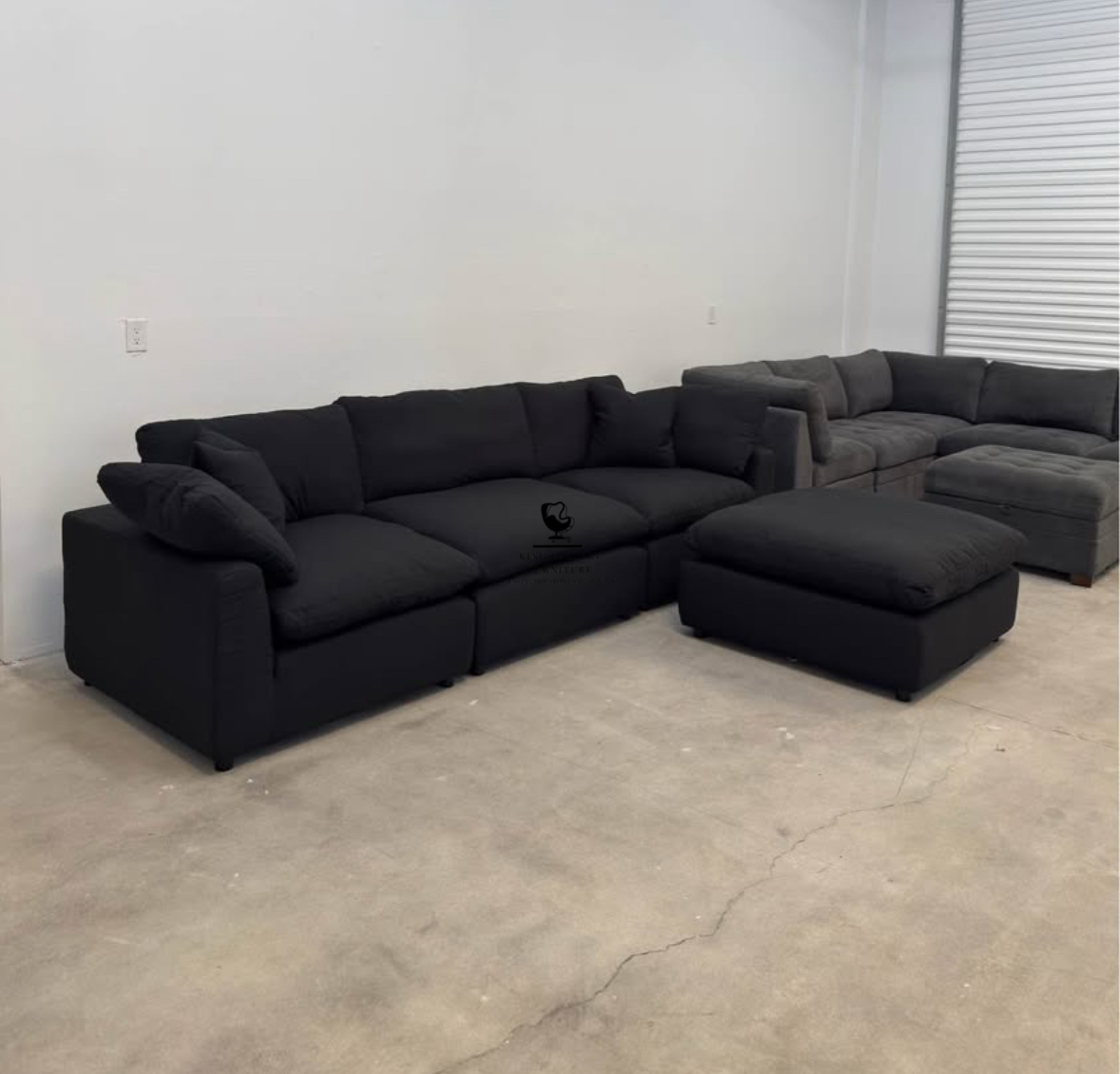 LUX 4 PIECE CLOUD COUCH - BLACK LINEN