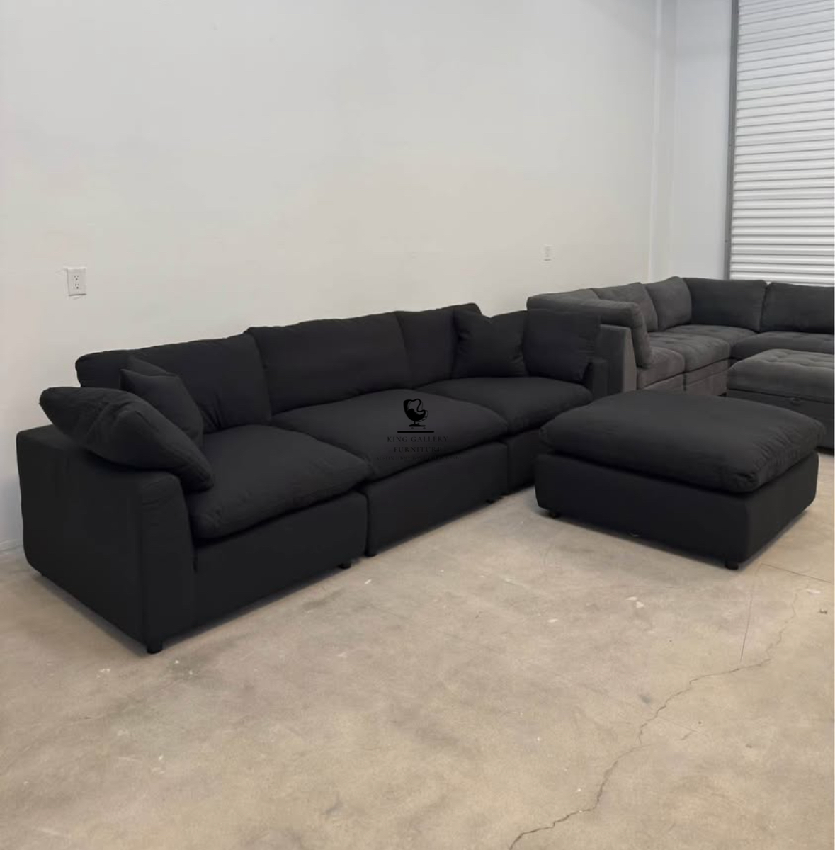 LUX 4 PIECE CLOUD COUCH - BLACK LINEN