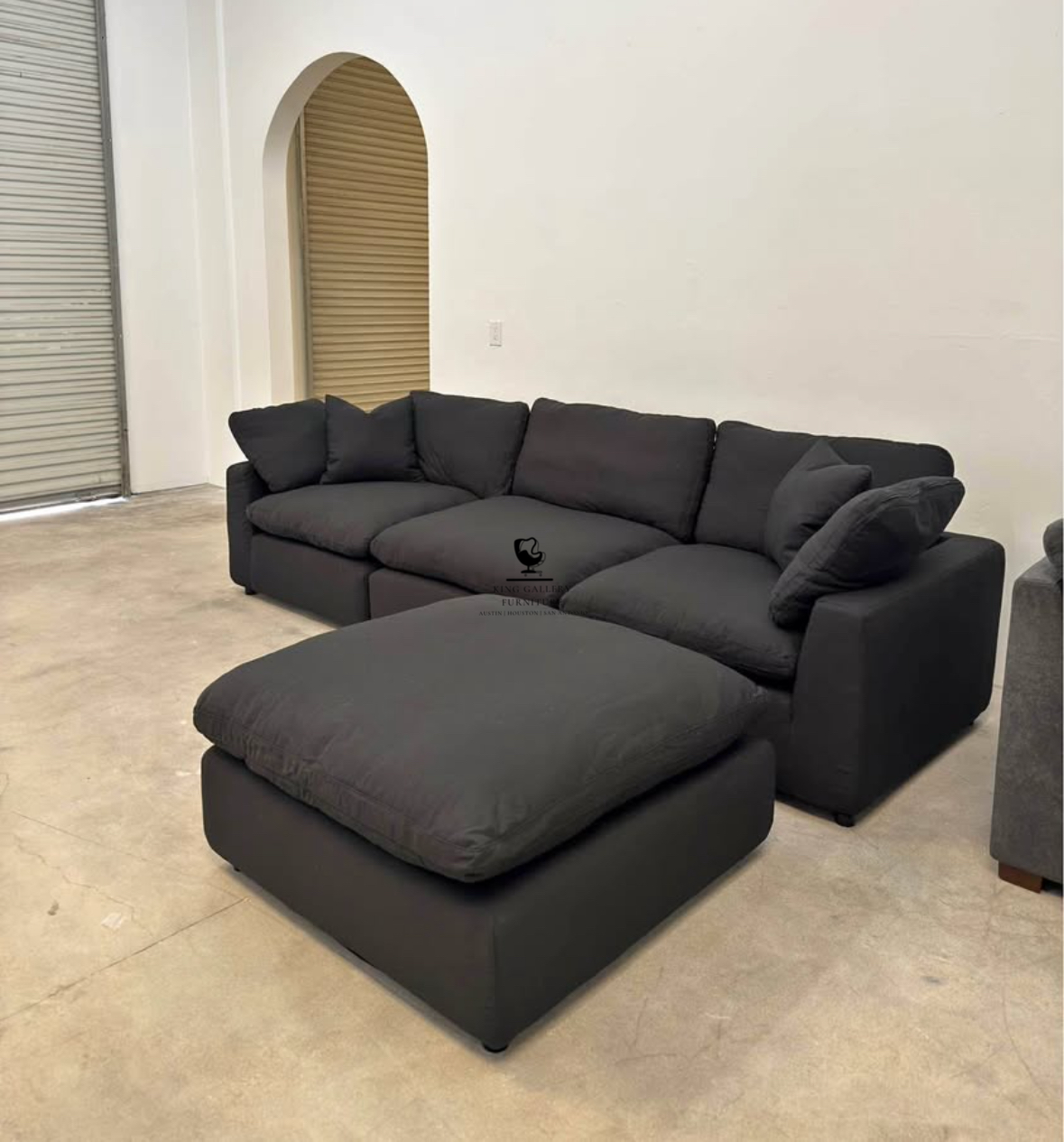 LUX 4 PIECE CLOUD COUCH - BLACK LINEN