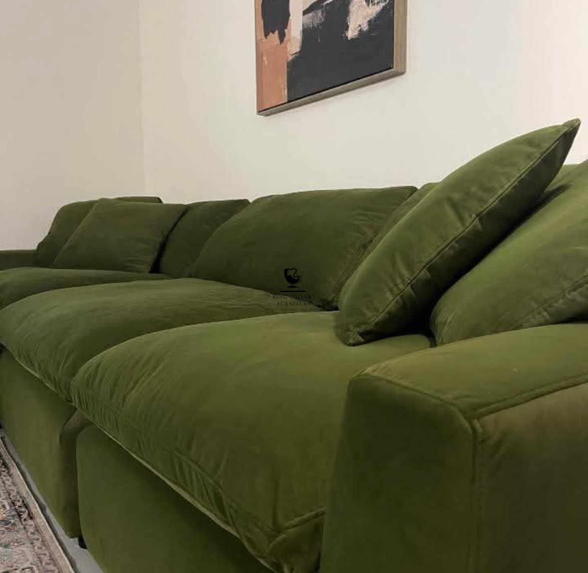 LUX 4 PIECE CLOUD COUCH - OLIVE VELVET