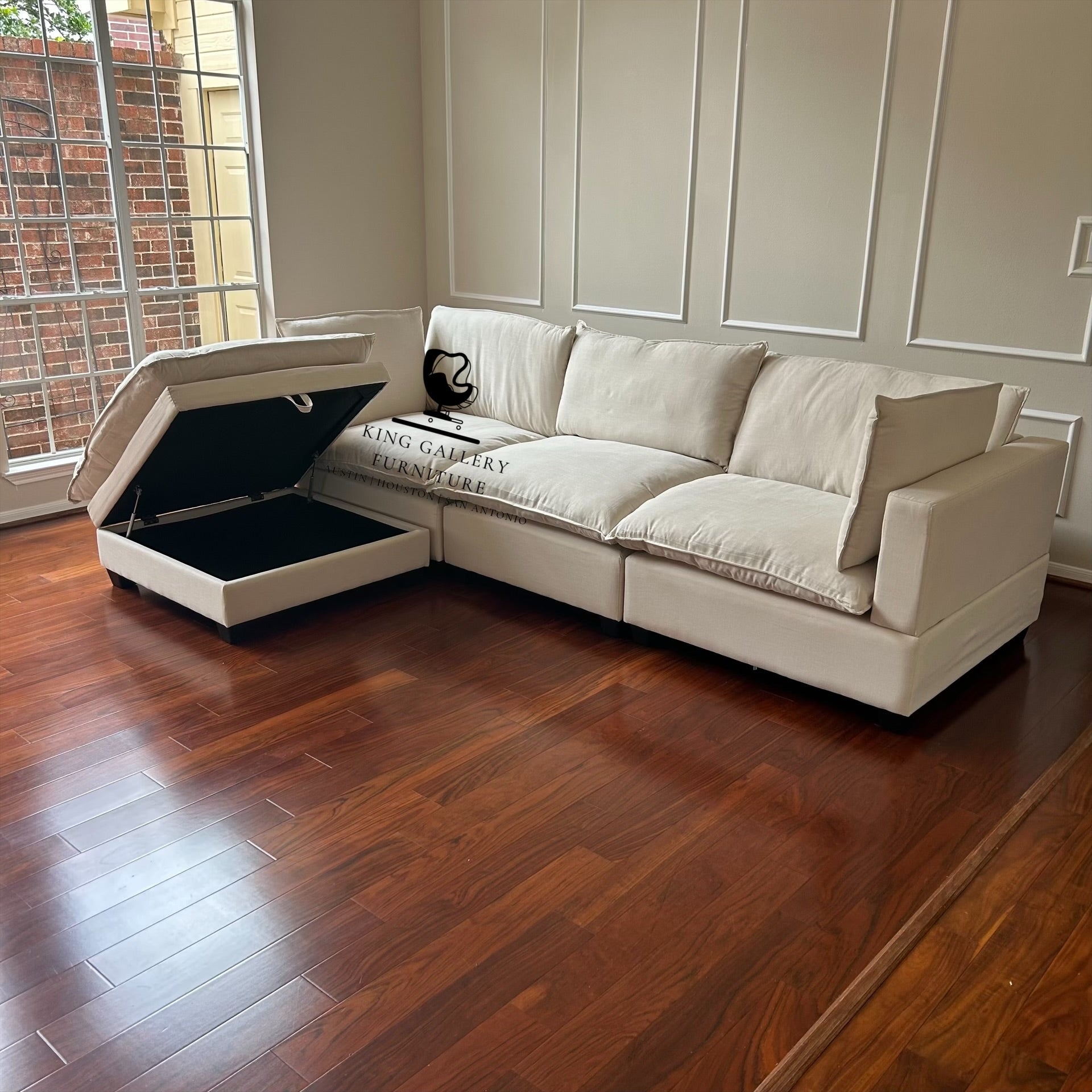 KOVA Cloud Modular Sectional w/ Storage Ottoman - Beige Linen