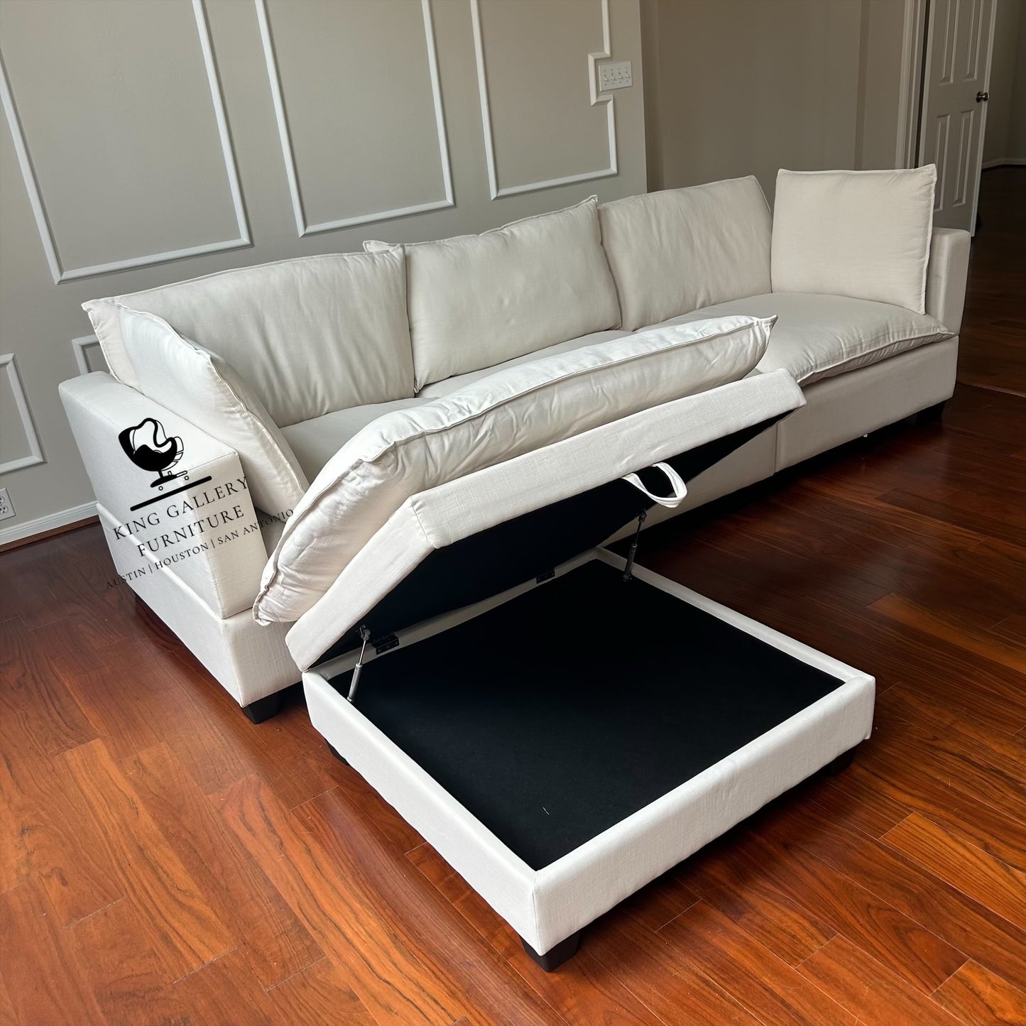 KOVA Cloud Modular Sectional w/ Storage Ottoman - Beige Linen