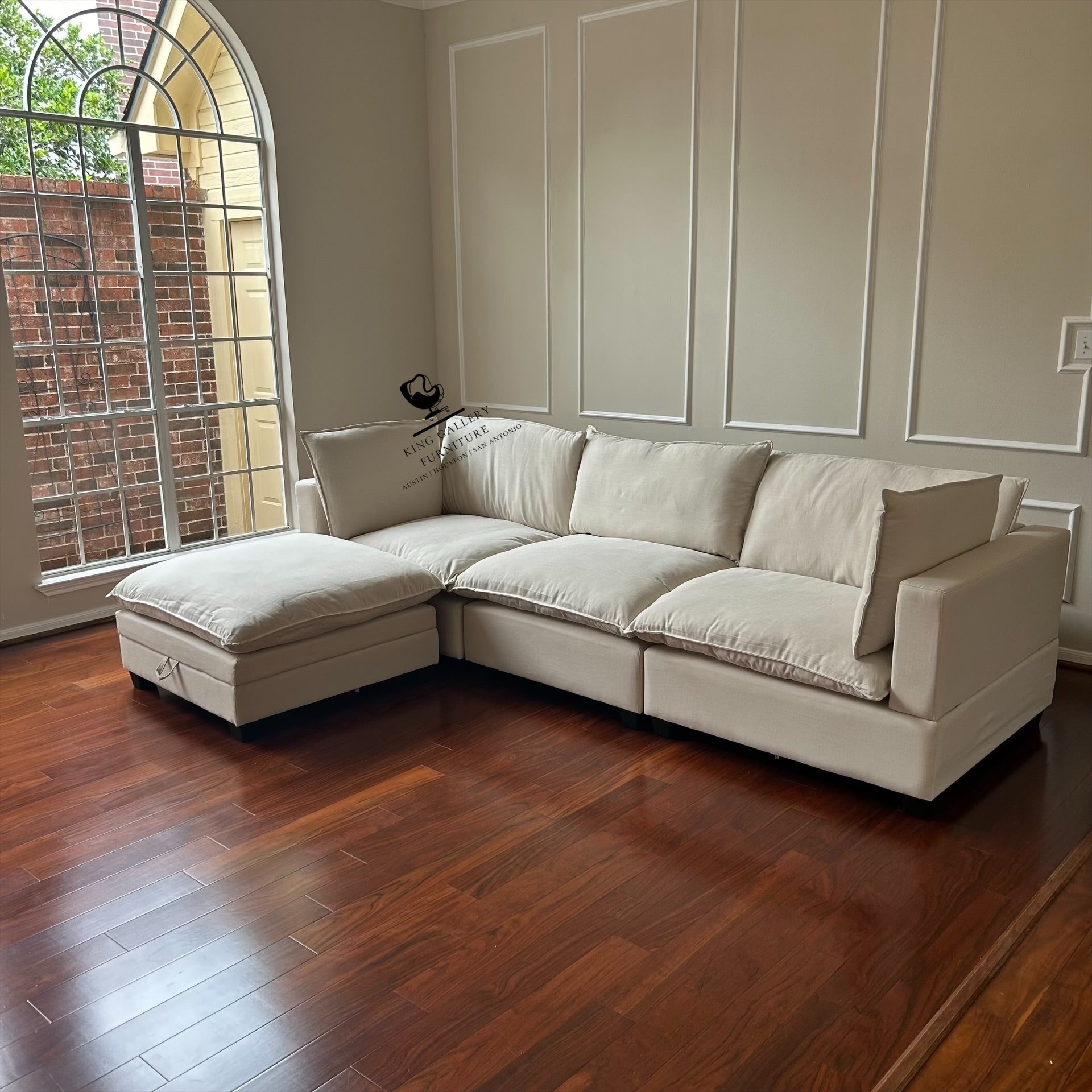 KOVA Cloud Modular Sectional w/ Storage Ottoman - Beige Linen