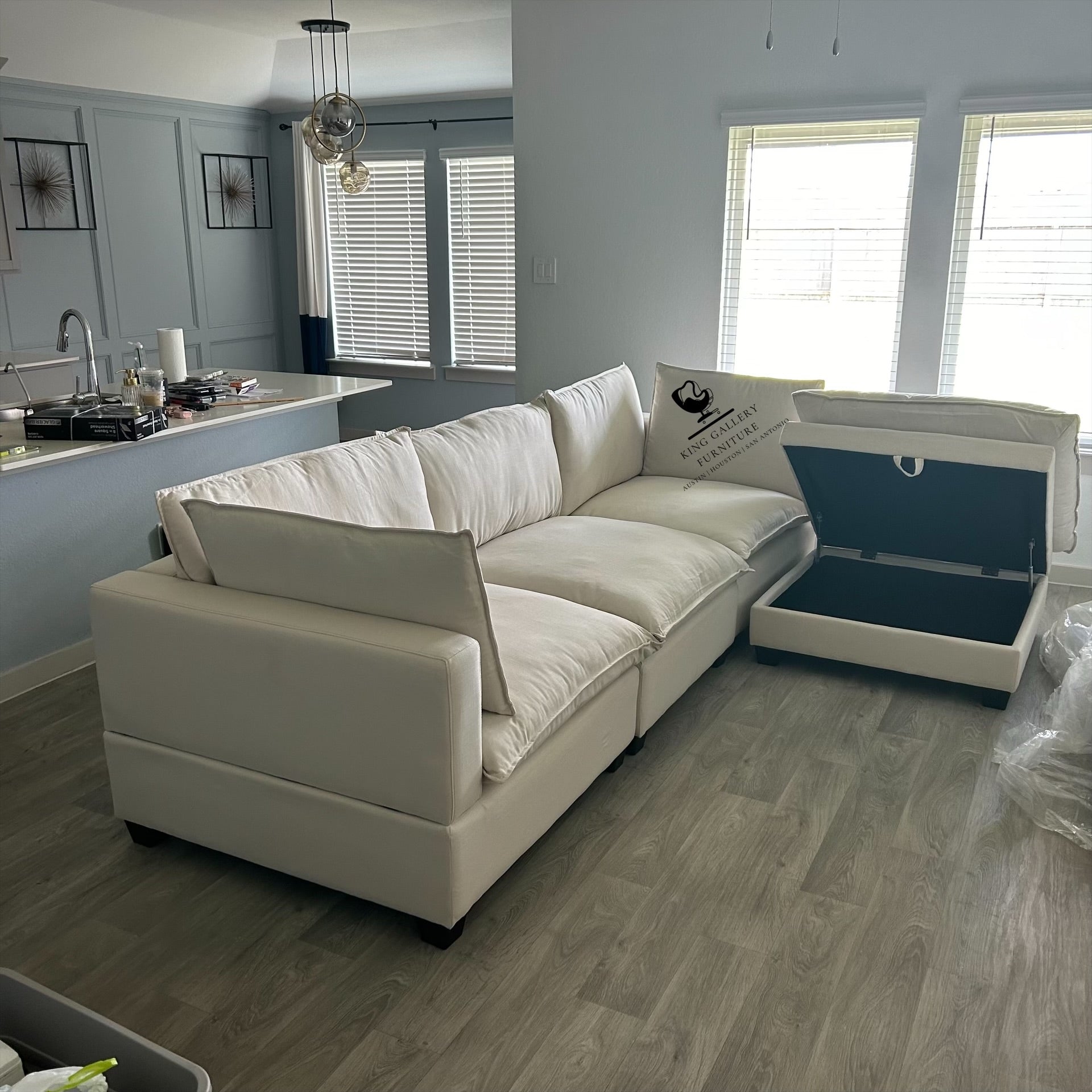 KOVA Cloud Modular Sectional w/ Storage Ottoman - Beige Linen