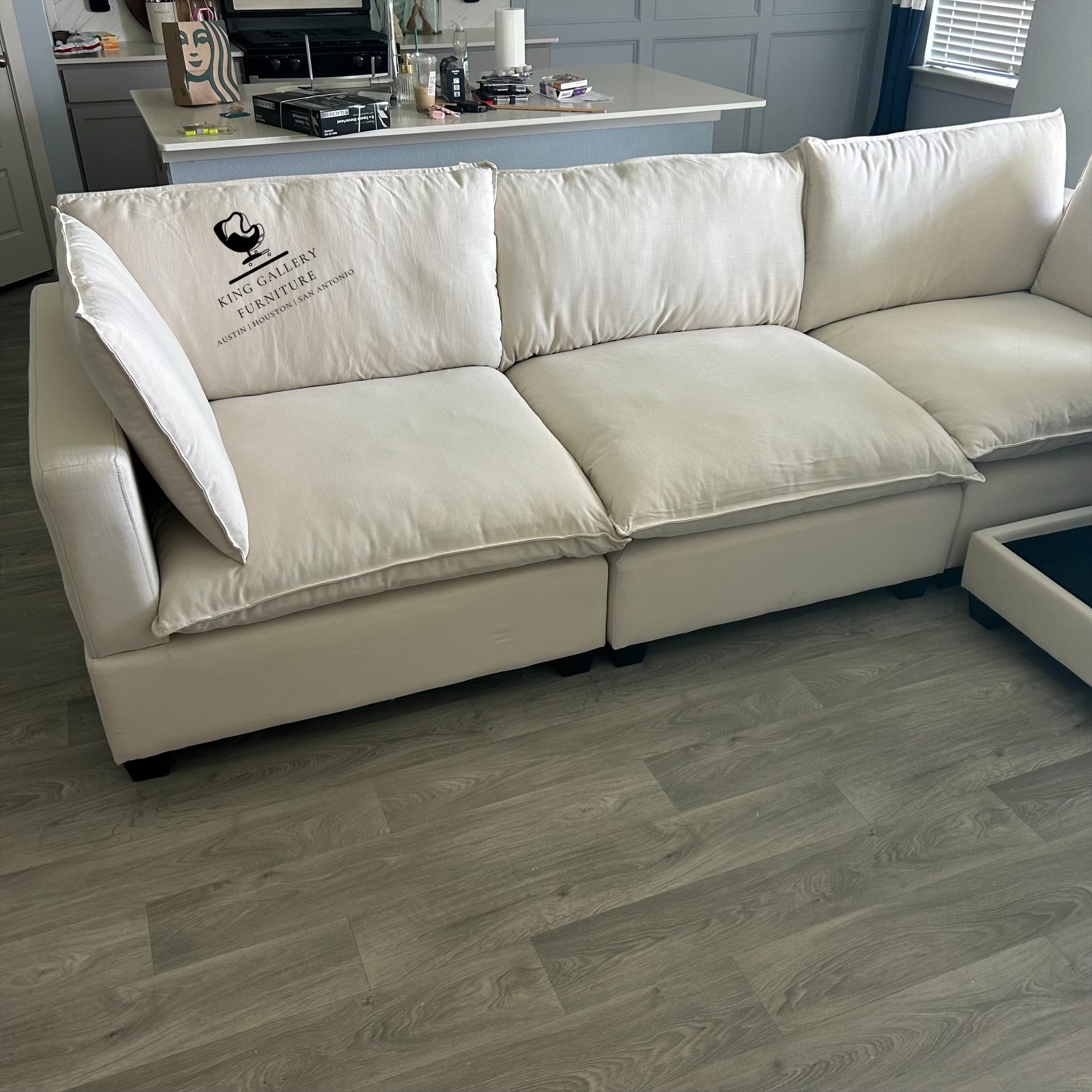 KOVA Cloud Modular Sectional w/ Storage Ottoman - Beige Linen