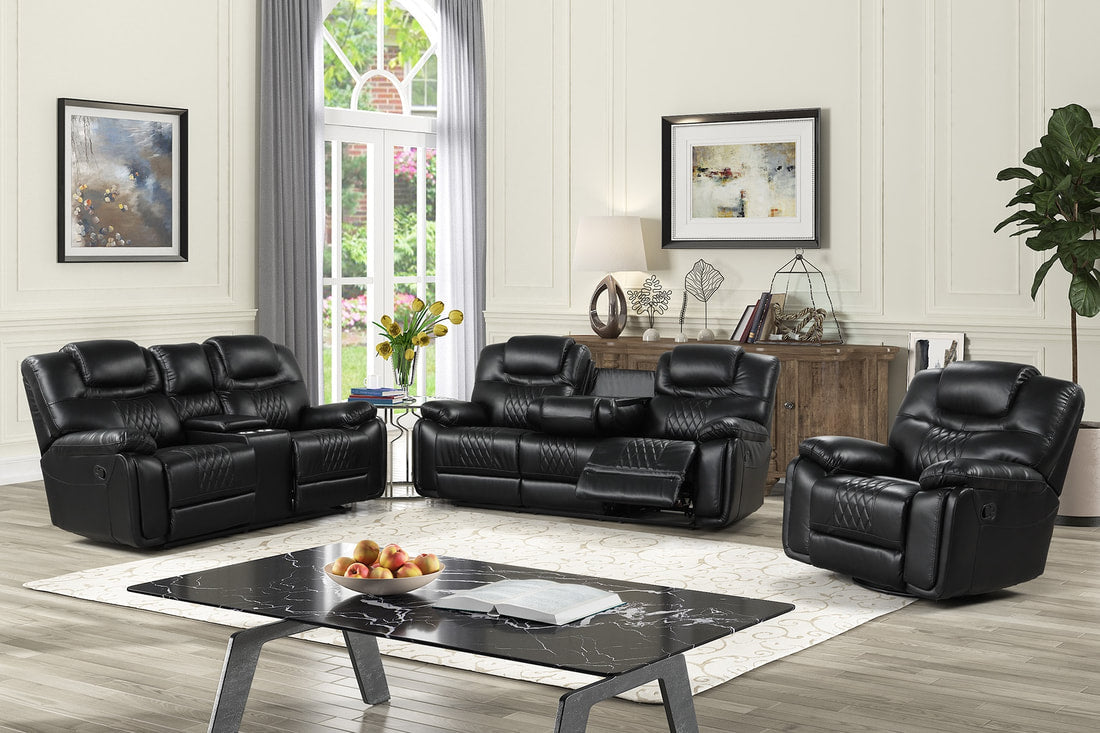 Galveston 3PC Oversized Reclining Set - Black